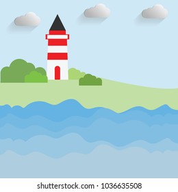 a Light House flat.vector illustration.
