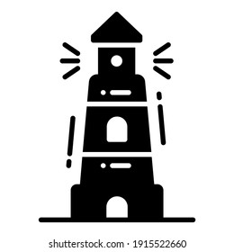 Icono de glifo de Light House, icono de mapa y ubicación.
