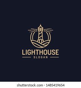 light house / harbor line outline monoline logo design
