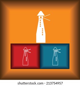 Light House Icon Flat on Color Button background