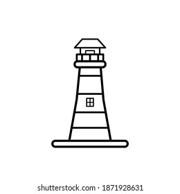 Light house icon on white background. Vector illustration in flat cartoon design. Use for website, banner, poster, graphic, app. 