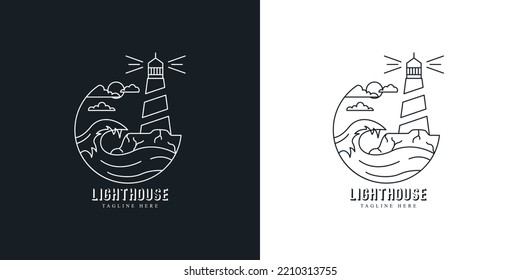 light house icon, port line outline monoline logo design.