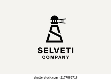 Casa de luz con letra inicial de la ilustración del vector de diseño del logotipo S.