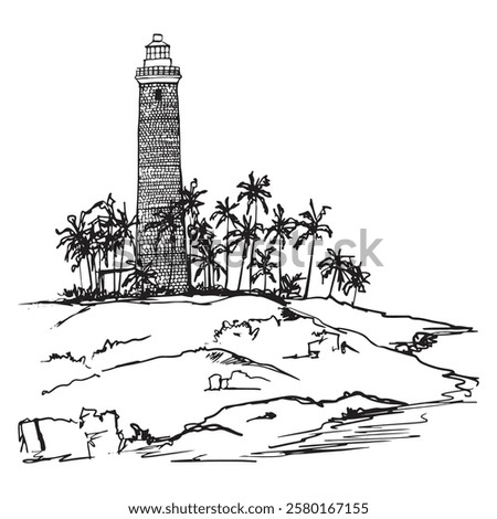 Light house line drawing Vector illustration 