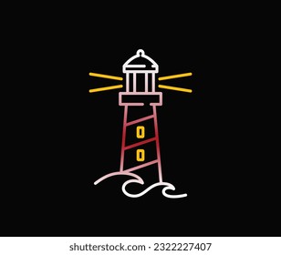 light house logo design in ocean 