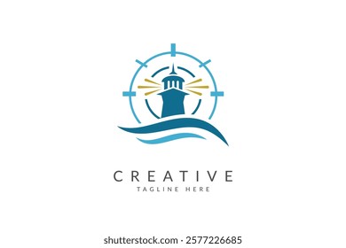 Light house logo design vector illustration.