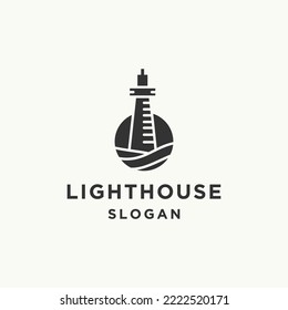 Light house logo icon flat design template 