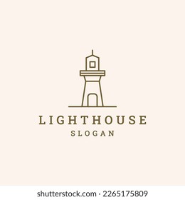 Light House Logo icon line art vector illustration design