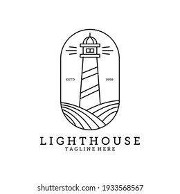 Light House Logo line art vector illustration design