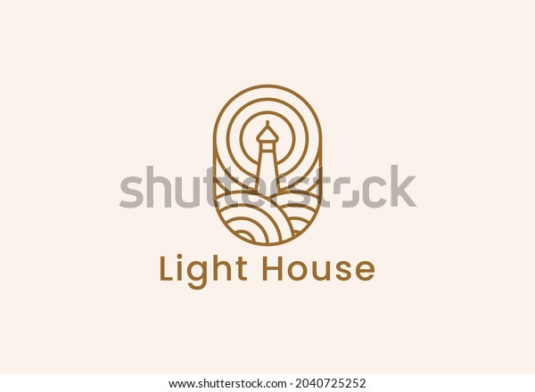 Light\
House Logo line art vector illustration\
design\
