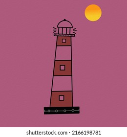 Light house logo with pink background