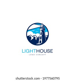 Light House Logo Symbol Design Template Flat Style Vector