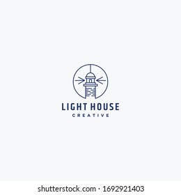 Light House logo template design in Vector illustration 