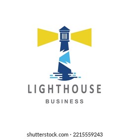Vorlage für Logo im Leuchtturm, Vektorgrafik 