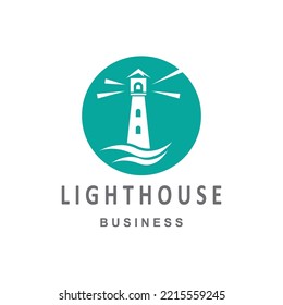 Vorlage für Logo im Leuchtturm, Vektorgrafik 