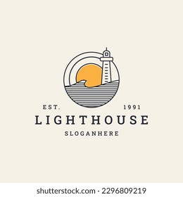 Light house logo vector icon illustration hipster vintage retro .