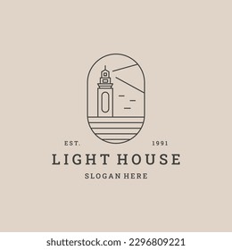 Light house logo vector icon illustration hipster vintage retro .