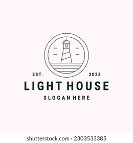 Light house logo vector icon illustration hipster vintage retro .