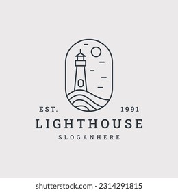 Light house logo vector icon illustration hipster vintage retro .