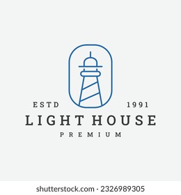 Light house logo vector icon illustration hipster vintage retro .