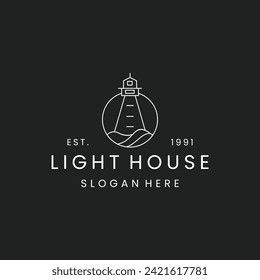 Light house logo vector icon illustration hipster vintage retro