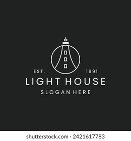 Light house logo vector icon illustration hipster vintage retro
