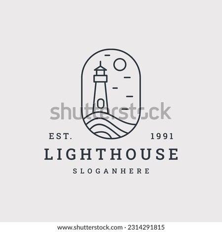 Light house logo vector icon illustration hipster vintage retro .
