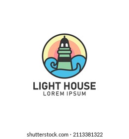 Light House Logo vector illustration design template. Mercusuar symbols icons concept