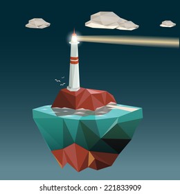 Casa de luz de bajo estilo polígono. Ilustración del vector