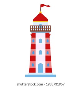 Light House. Navigational Aid on Sea. Lighthouses for marine navigation of ships. Vector illustration, EPS 10.