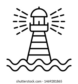 light house sea navigation icon vector