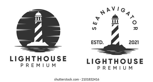 Light house and sea navigator logo design