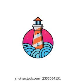 Light House Sign Colorful Vector