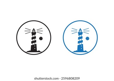 Light house silhouettes with white background