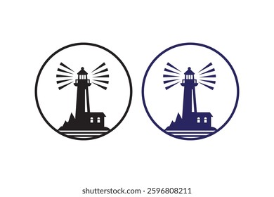 Light house silhouettes with white background