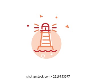 Light House Stroke Line Icon, Light House Vector Illustration

