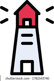 light house vector flat color icon 