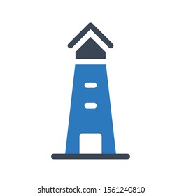 light house vector glyph colour icon 