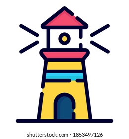 light house vector icon. colored outline style for Web and Mobile.