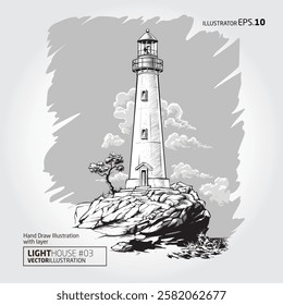 Light House Vector Illustration. A Scratch, Clean, Simple, Sharp and Professional Illustration.