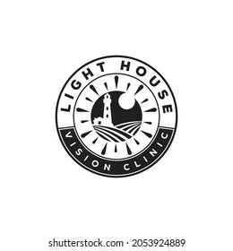 light house vision clinic logo, creative iris with sunlight and field reflection