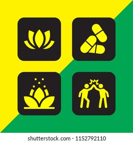 light icon. 4 light set with lotus, success and heal vector icons for web and mobile app