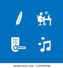 light icon. 4 light set with wedding, smart home, feather and smart lock vector icons for web and mobile app