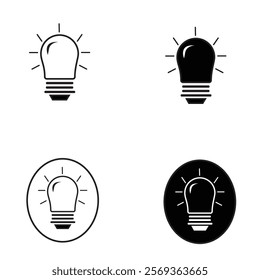 light icon. black bulb icon .silhoued icon