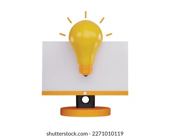 light icon with monitor 3d rendering vector illustration