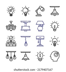 light Icon Set with line icons. Modern Thin Line Style. Suitable for Web and Mobile Icon. Vector illustration EPS 10.