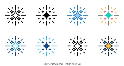 Ícone de luz define coleção de vários estilos 
