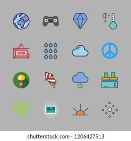 light icon set. vector set about sunrise, cloud, temperature and planet earth icons set.