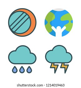 light icon set. vector set about eclipse, rain, thunder and planet earth icons set.
