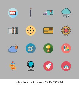 light icon set. vector set about cargo truck, cube, sword and lens icons set.